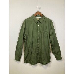 Sonoma Life Style Men Olive Green Casual Poplin Button Down‎ Shirt XL